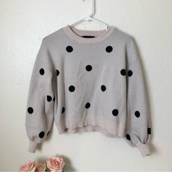 Premise Sweaters - Premise Cream & Black Polka Dot Sweater Women's Size Small